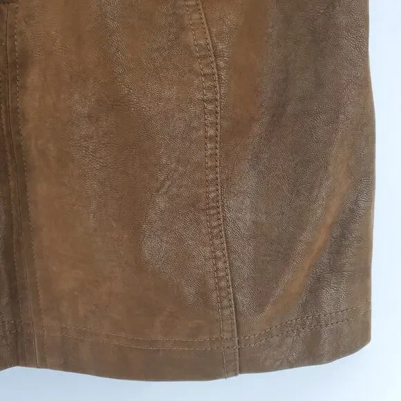 Free People Modern Femme Retro Y2k Vibe Boho Chic Brown Vegan Suede Mini Skirt 2 - Picture 3 of 7